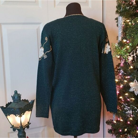 VNTG Jaclyn Smith Green Metallic Sweater - Picture 3 of 4